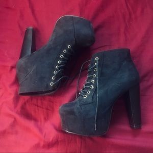 Lace Up Platform Chunky Heel Boots
